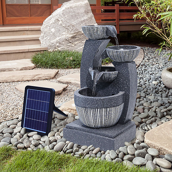 Tier Rockery LED Solar Water Fountain.
